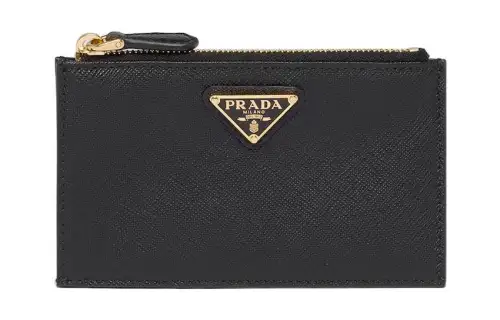 PRADA Saffiano Leather Card Holder Women's Black