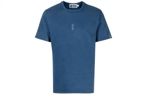 A BATHING APE T Shirts Men's Blue Crew Neck Moderate Straight Fit
