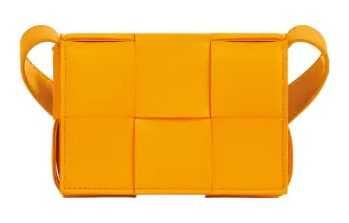 Bottega Veneta CASSETTE Pillow Bag Sheepskin Plaid Bag, Handheld Crossbody Bag, Shoulder Bag Mini Women's Orange