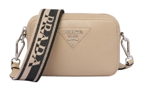 PRADA Leather Crossbody Bag, Shoulder Bag Women's Sand