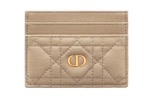 DIOR Caro Soft Calfskin Card Holder Card Holder Women's Sand