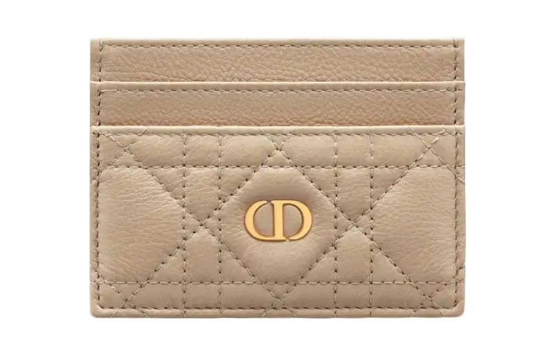 DIOR Caro Soft Calfskin Card Holder Card Holder Women's Sand