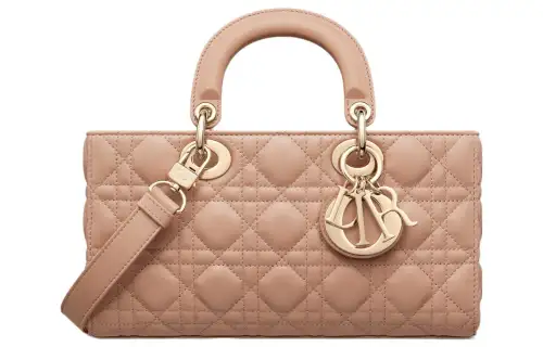 DIOR Lady D Joy Lambskin Handbag, Shoulder Bag, Crossbody Bag, Handbag Medium Women's Nude
