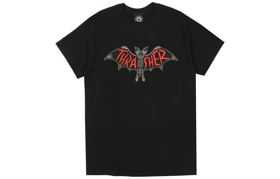 Thrasher T Shirts Unisex Black Crew Neck Moderate