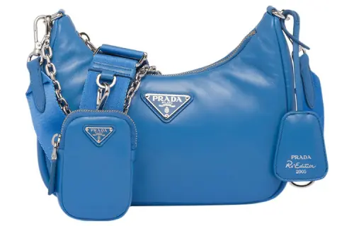 PRADA Nappa Leather Crossbody Bag, Shoulder Bag Women's Blue