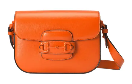 GUCCI Horsebit 1955 Leather Crossbody Bag, Shoulder Bag Women's Orange