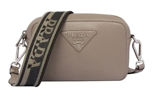 PRADA Leather Crossbody Bag, Shoulder Bag Women's Clay Gray