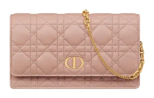DIOR Caro Soft Cow Leather One Shoulder Crossbody Clutch Regular Women's Rose Pink
