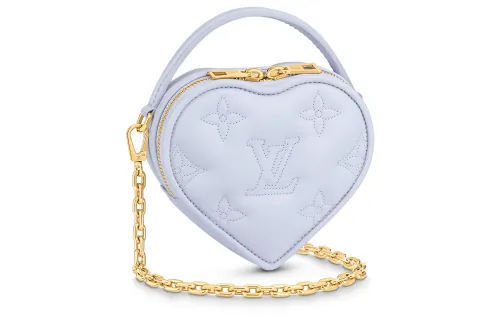 LOUIS VUITTON Cow Leather Heart Shaped Crossbody One Shoulder Handbag Women's Light Purple