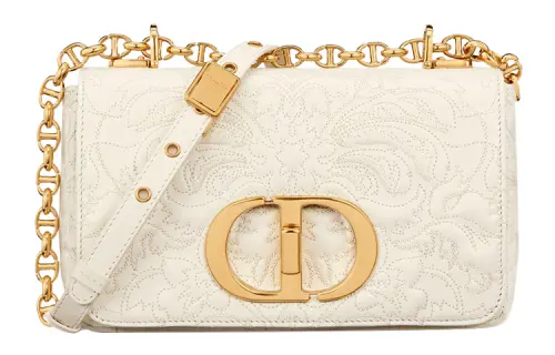 DIOR Caro Sheepskin Handbag, Shoulder Bag, Crossbody Bag Small Women's Milk White