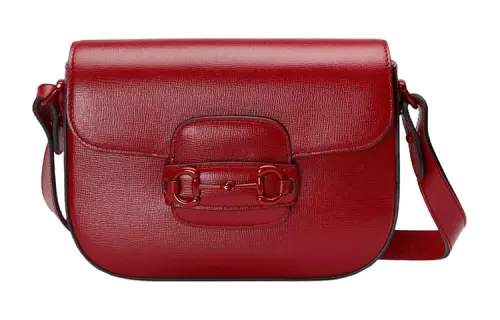 GUCCI Horsebit 1955 Leather Crossbody Bag, Shoulder Bag Women's Red