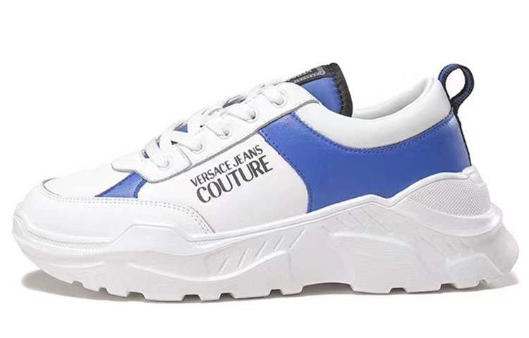 VERSACE JEANS Versace кожаный принт с круглым носком со шнурками Центр города для отдыха обувь мужской стиль белый голубой