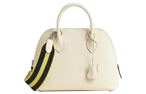 HERMES Bolide Epsom Calfskin Bowling Bag, Handbag, Shoulder Bag, Crossbody Bag Women's Cream White