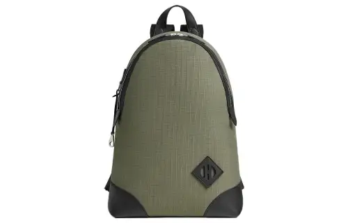 HERMES Nouveau Sac A Dos T&C Silver Tone Buckle Bivouac Canvas With Swift Leather Backpack Men's Khaki & Black