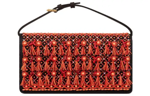 DIOR Satin Eveningwear Handbag Women's Coral Red