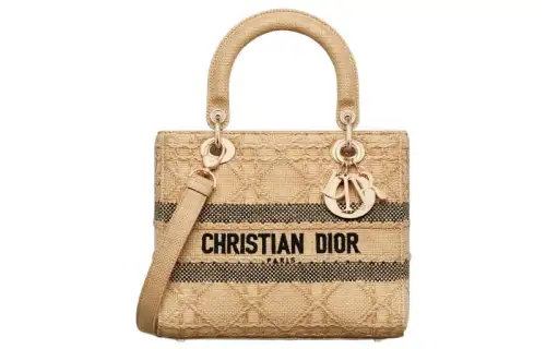 DIOR Lady D Lite Raffia Handbag, Shoulder Bag, Crossbody Bag, Handbag Medium Women's Brown