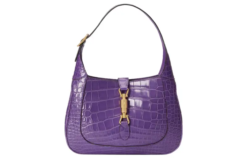 GUCCI Jackie 1961 Crocodile Leather Crescent Shoulder Bag Shoulder Bag Women's Purple