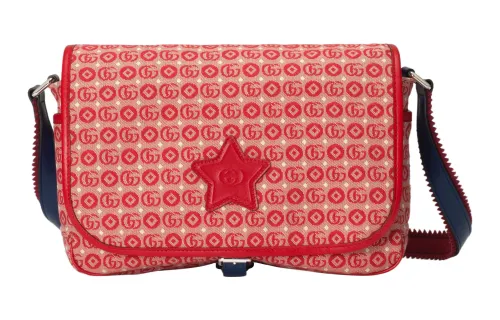 GUCCI Cotton Jacquard Shoulder Bag, Crossbody Bag Kids' Red