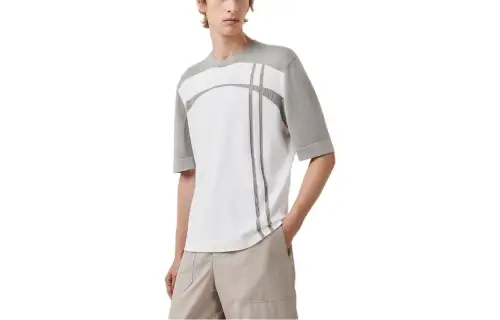 HERMES T Shirts Men's White Crew Neck Thin Straight Fit