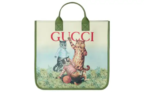 GUCCI Canvas With Leather Tote Bag, Shopping Bag, Handbag Kids' Green