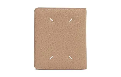 Maison Margiela Minimalist Fashion Grain Calfskin With Leather Wallet Women's Light Brown