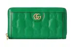 GUCCI GG Matelassé Leather Coin Purse, Clutch Wallet Small Women's Green