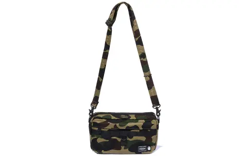 A BATHING APE PORTER Collaboration Polyester Crossbody Bag, Shoulder Bag Small Men's Green