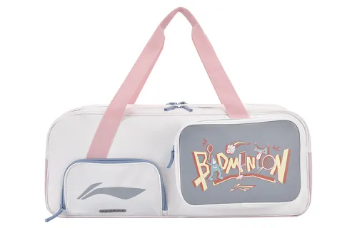 Li Ning Polyester Badminton Racket Bag, One Shoulder Handbag Regular Unisex White Pink
