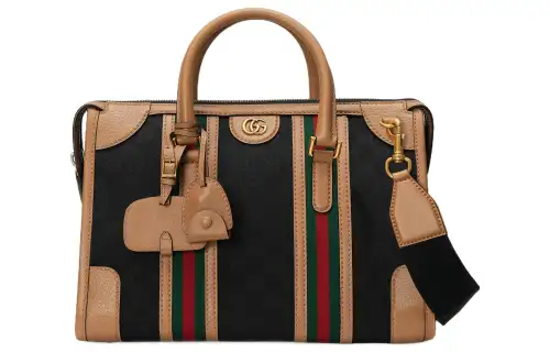 GUCCI Canvas With Leather Trim Canvas Bag, Shoulder Bag, Crossbody Bag, Handbag Medium Women's Brown