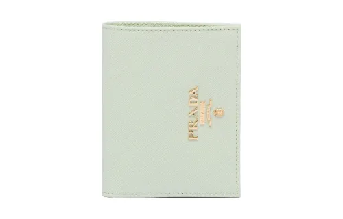 PRADA Saffiano Leather Wallet Small Women's Water/Aquamarine