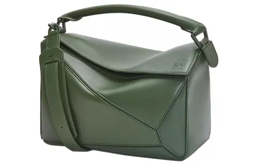 LOEWE Puzzle Bag In Satin Calfskin Vintage Khaki