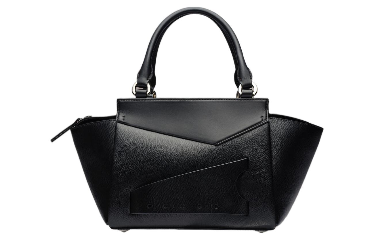 Maison Margiela Asymmetrical Grain Calfskin With Leather Shoulder Bag, Crossbody Bag, Handbag Men's Black