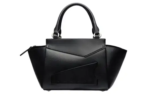Maison Margiela Asymmetrical Grain Calfskin With Leather Shoulder Bag, Crossbody Bag, Handbag Men's Black