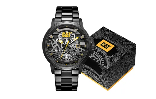 CAT Tianji Series Watches Quartz Movement Stainless Steel Strap 52mm Hollow Dial Men's Watch Imported Movement Niche Hollow Design Domineering Watch Men's CAT CAT-M15ABDB-19