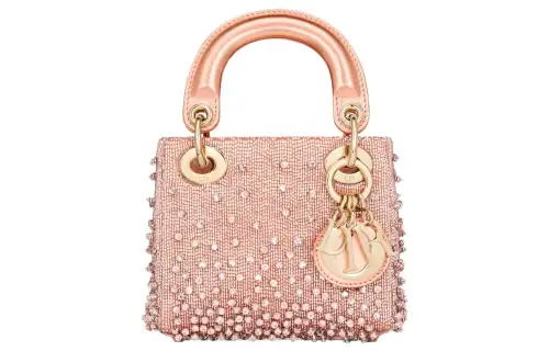 DIOR Lady Dior Bead Ornament Embroidery Handbag Shoulder Bag, Crossbody Bag, Handbag Extra Mini Women's Rouge Pink