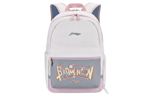 Li Ning Polyester Backpack Regular Women's White Pink