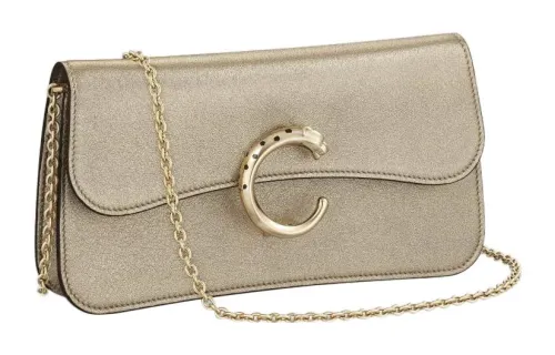 CARTIER Calfskin Crossbody Bag, Shoulder Bag Mini Women's Gold Plated