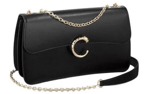 CARTIER Calfskin Crossbody Bag, Shoulder Bag Small Women's Black