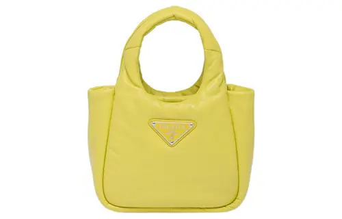 PRADA Triangle Soft Sheep Leather Handbag Mini Women's Yellow