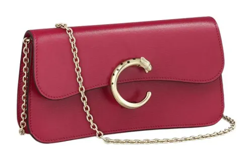 CARTIER Calfskin Crossbody Bag, Shoulder Bag Mini Women's Red