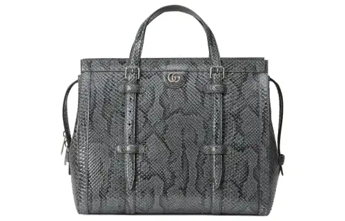 GUCCI Python Skin Tote Bag, Shopping Bag, Handbag Medium Men's Gray