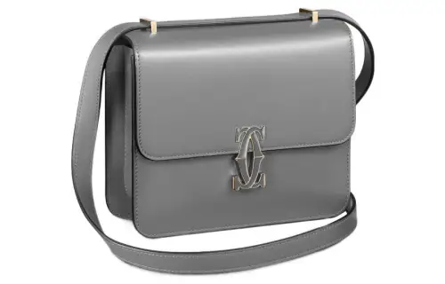 CARTIER Calfskin Shoulder Bag, Crossbody Bag Mini Women's Gray