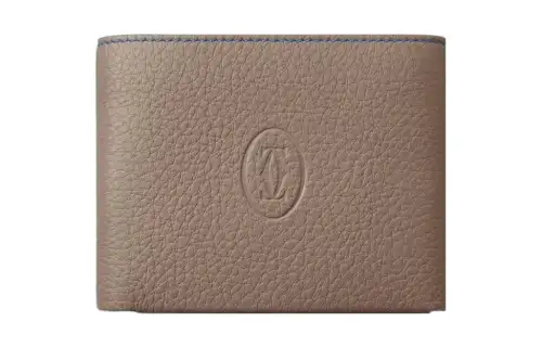 CARTIER Must De Cartier Grain Calfskin Card Holder Men's Taupe