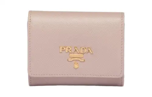 PRADA Saffiano Leather Wallet Mini Women's Light Pink