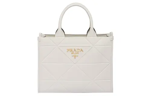 PRADA Leather Tote Bag, Shopping Bag, Shoulder Bag, Crossbody Bag, Handbag Medium Women's White