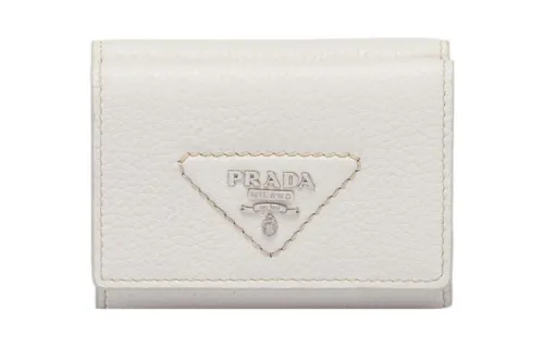 PRADA Leather Wallet Men's White