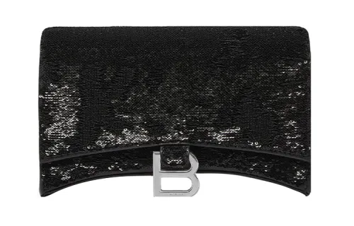 Balenciaga Hourglass Cow Leather Clutch Women's Black