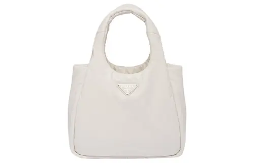 PRADA Soft Sheep Leather Basket Bag Tote Bag, Shopping Bag, Handbag Women's White