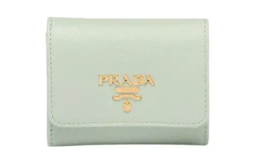 PRADA Saffiano Leather Wallet Mini Women's Green
