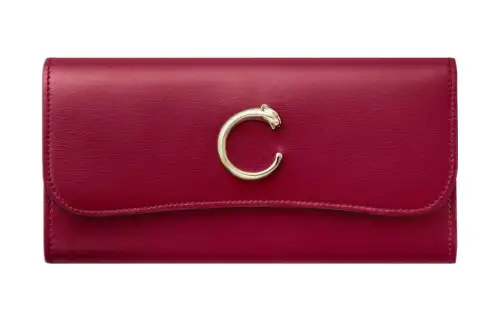 CARTIER Panthère De Cartier Calfskin Wallet Women's Red